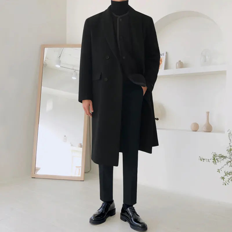 Men's British Style Woolen Coat - Thickened Winter Jacket