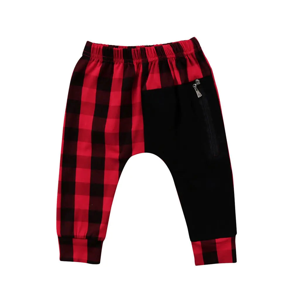 Pudcoco Boys' Casual Plaid Harem Pants (1Y-6Y)