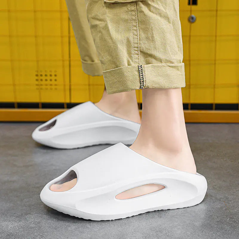 Men's Thick-soled Open Red Flip-flops for Summer