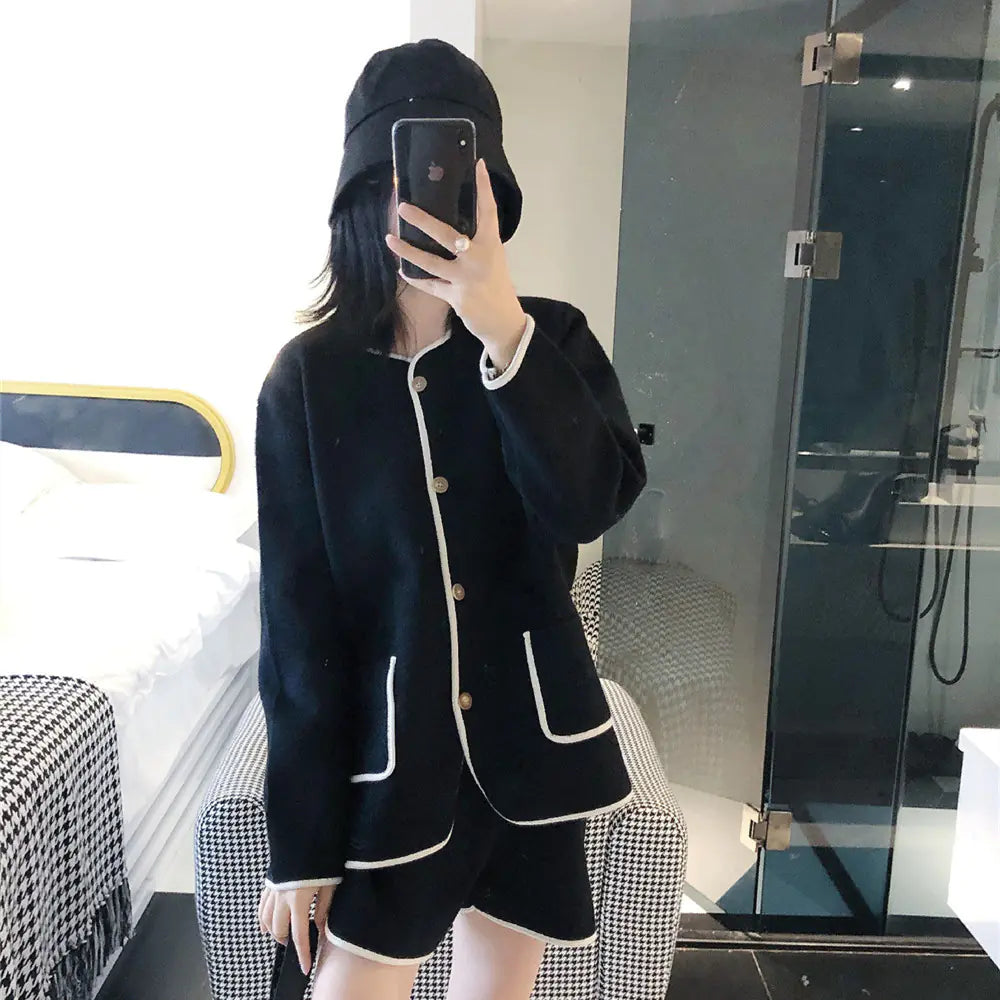 Color Block Short Jacket and Shorts Set