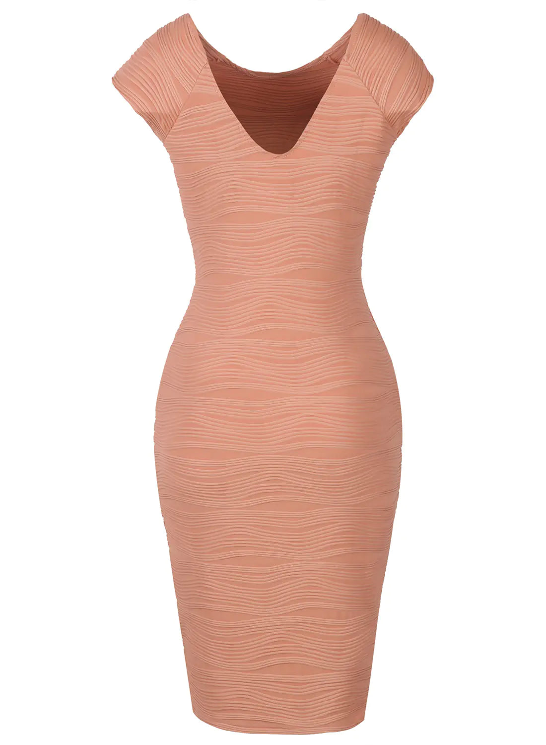 Striped V-Neck Dress with Stretch Fabric