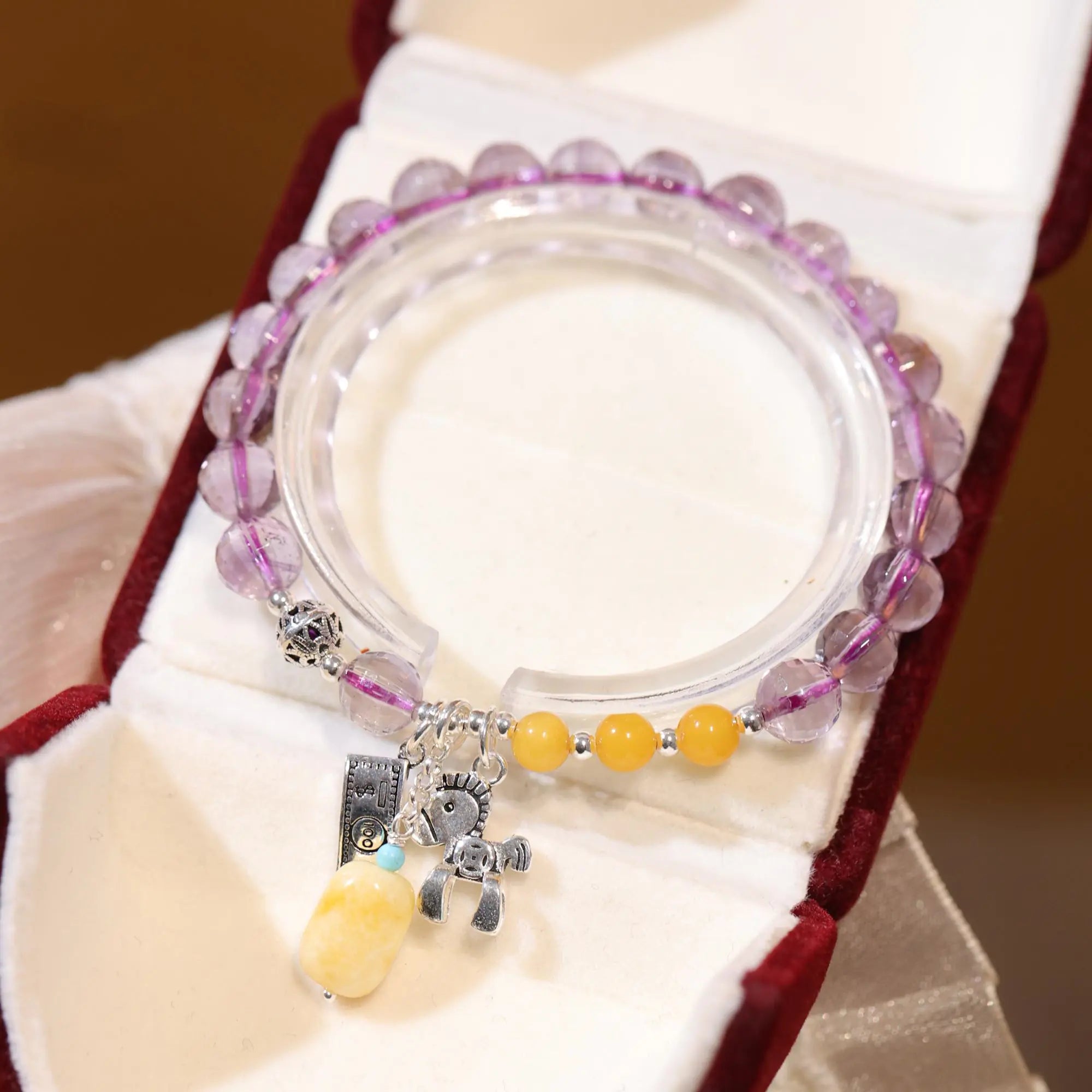 Amethyst Faceted String Necklace with Money Now Pendant