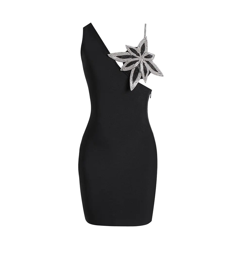 Sleeveless V-neck Sunflower Diamond Mini Dress