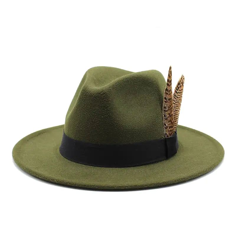 British Style Wool Jazz Hat with Versatile Flat Border