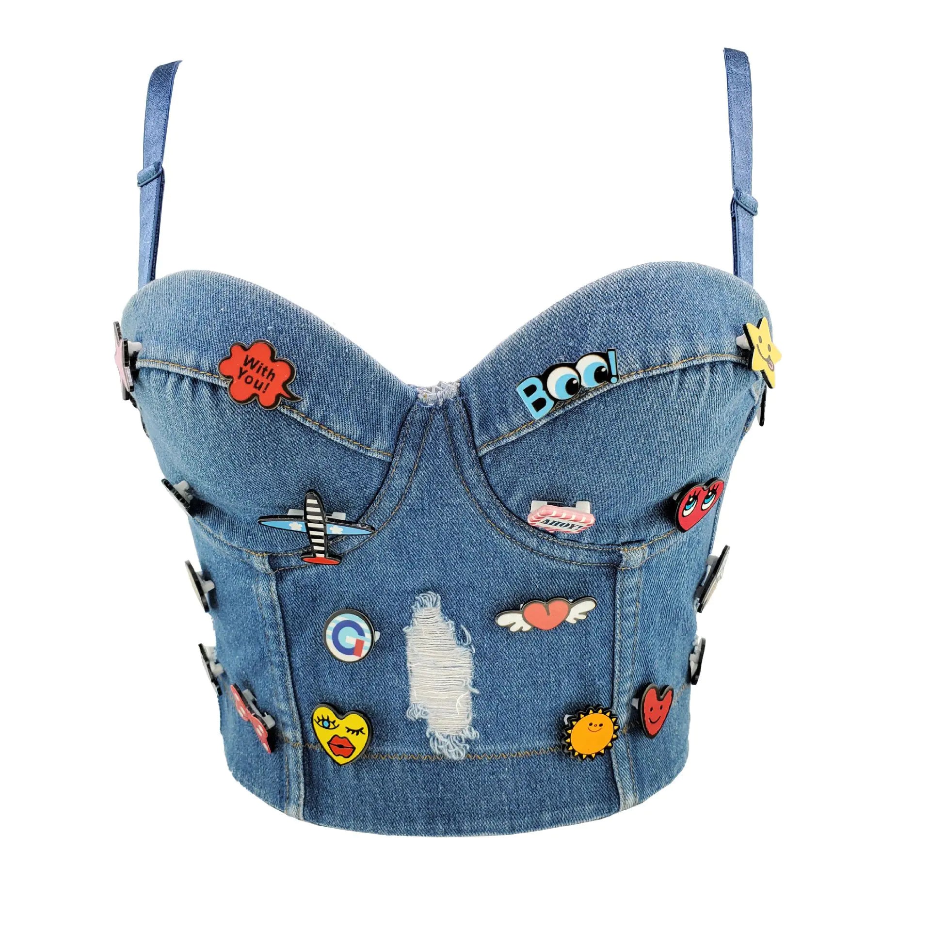 Modern Denim Vest with Distressed Details