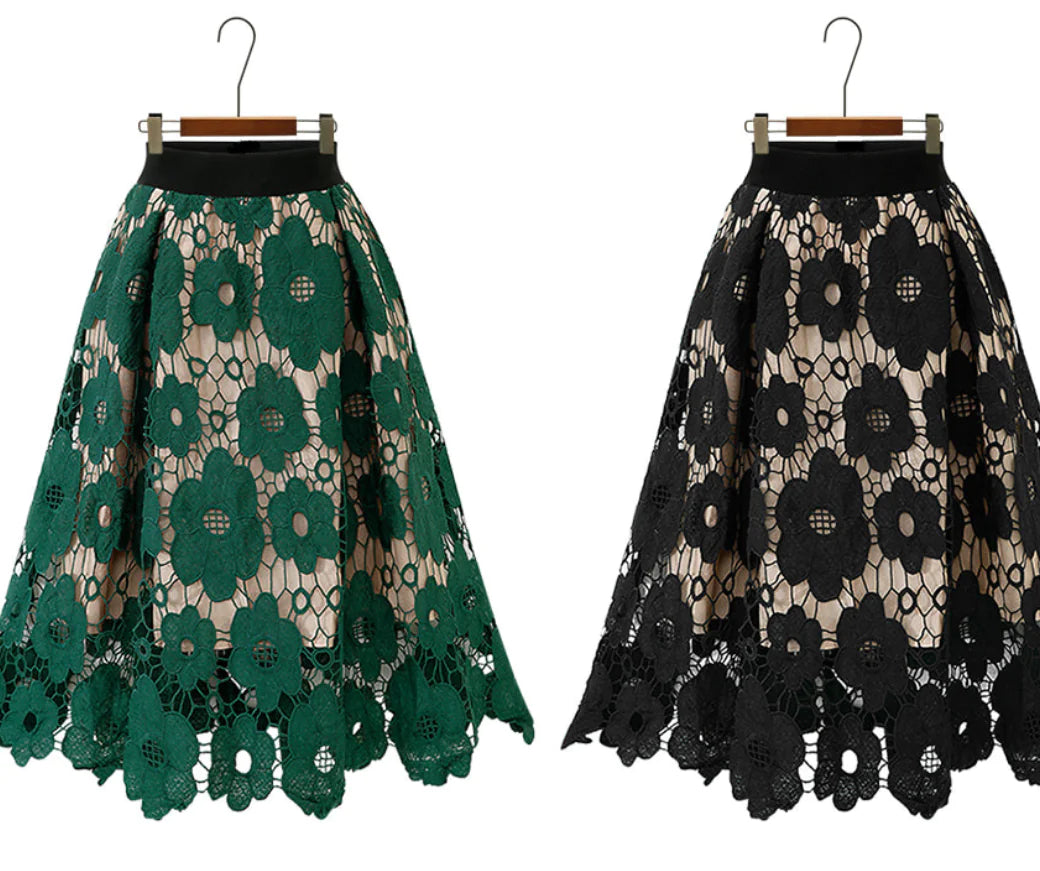 European Style Lace Midi Skirt