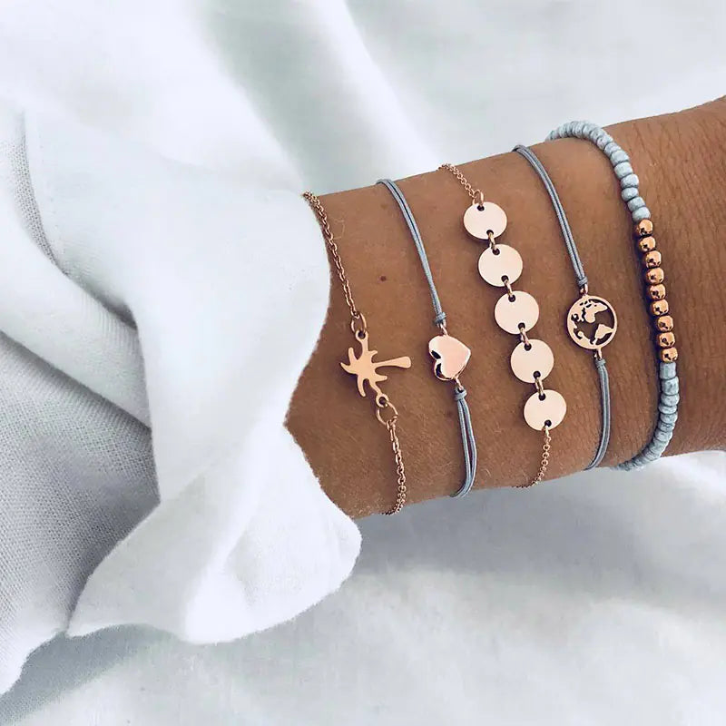 Beaded Bracelet and Anklet Set