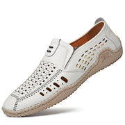 Breathable Hollow Leather Sandals for Comfort