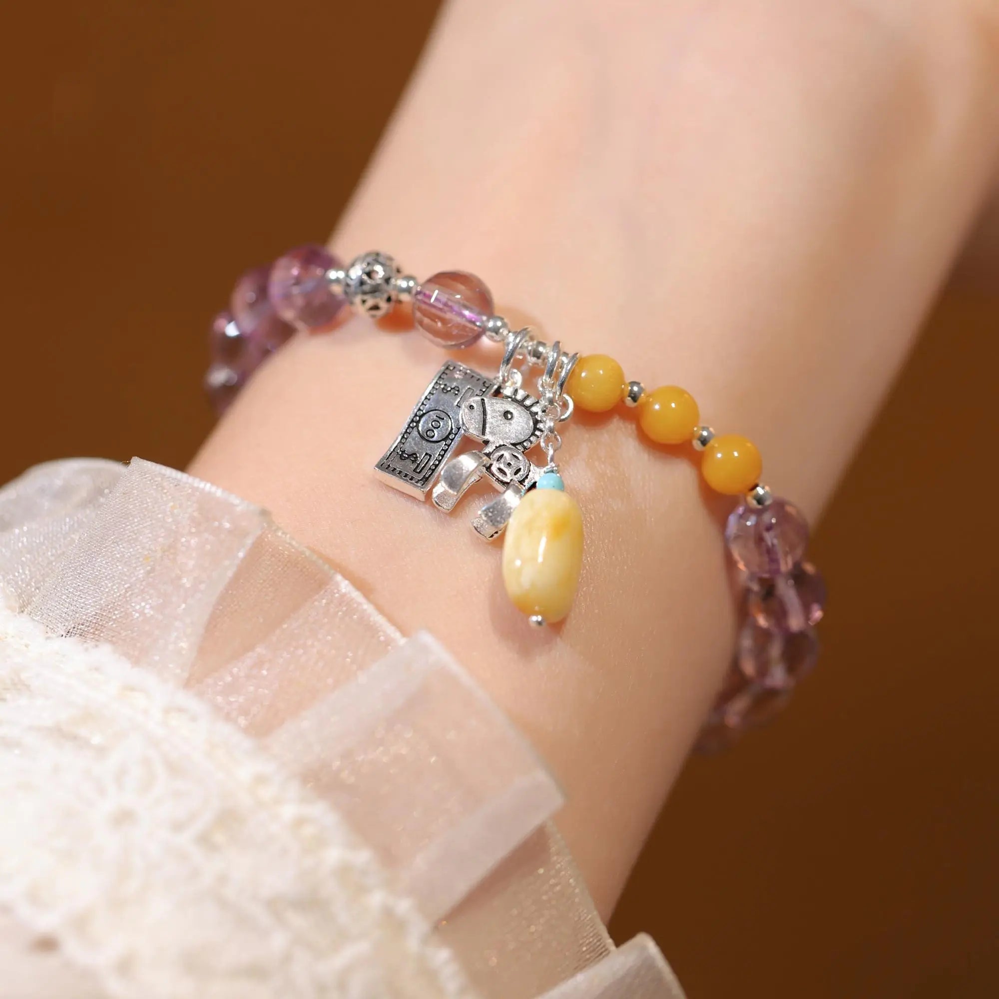 Amethyst Faceted String Necklace with Money Now Pendant