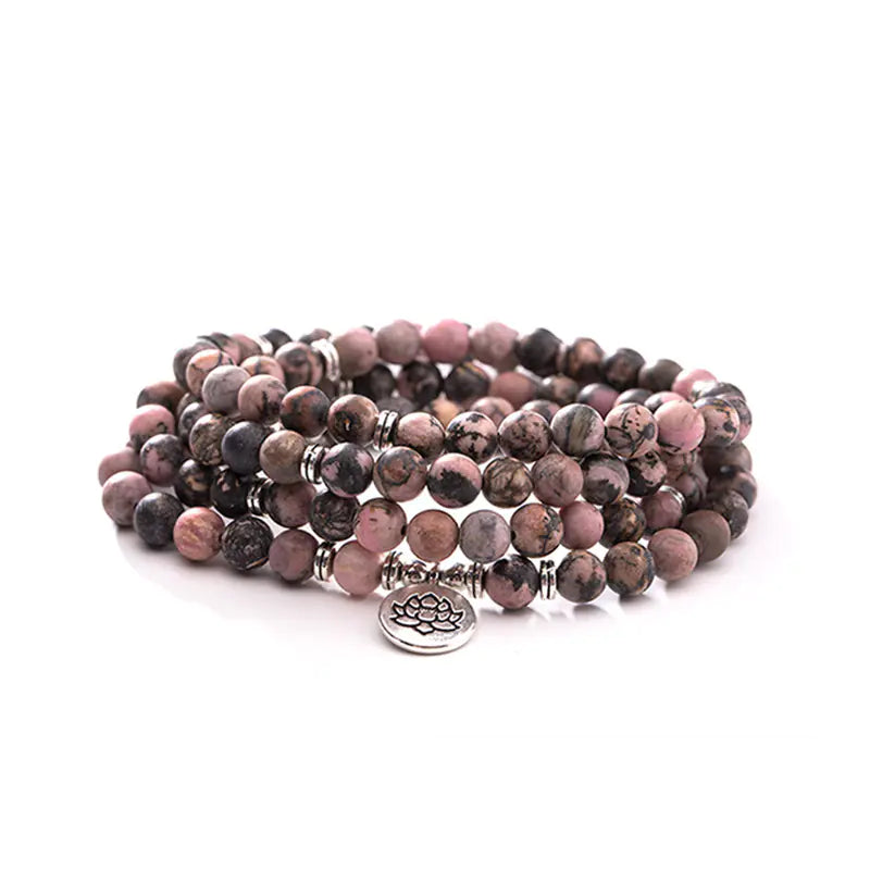 Natural 108 Black Line Red Pattern Bracelet
