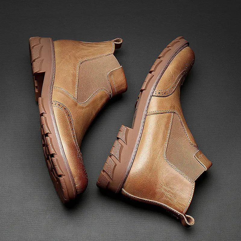 Men's Leather Chelsea Boots - Warm Vintage Style