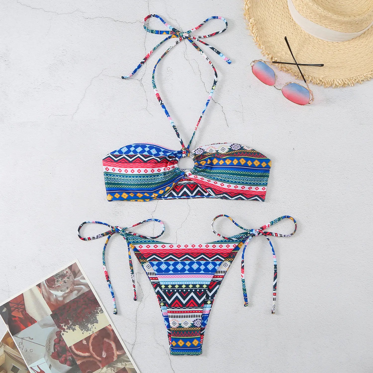 Geometric Print Bikini Swimsuit