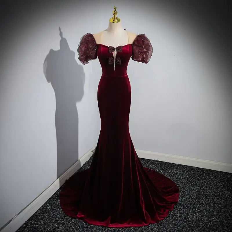 Women's Velvet Evening Performance Dress