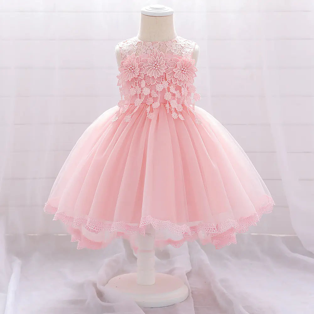Enchanting Lace Flower Pearl Birthday Gown