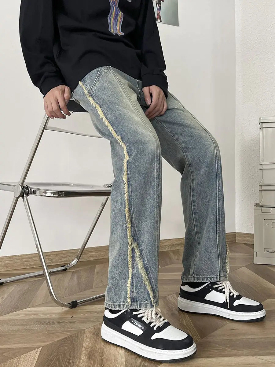 Trendy High-End Loose Straight Leg Men's Jeans