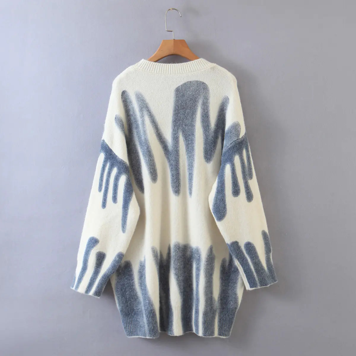 Loose Tie-Dye Knit Sweater with Round Neck for Fall