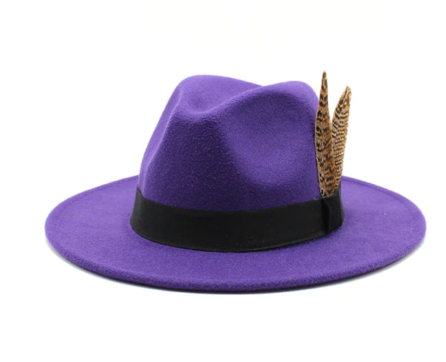 British Style Wool Jazz Hat with Versatile Flat Border