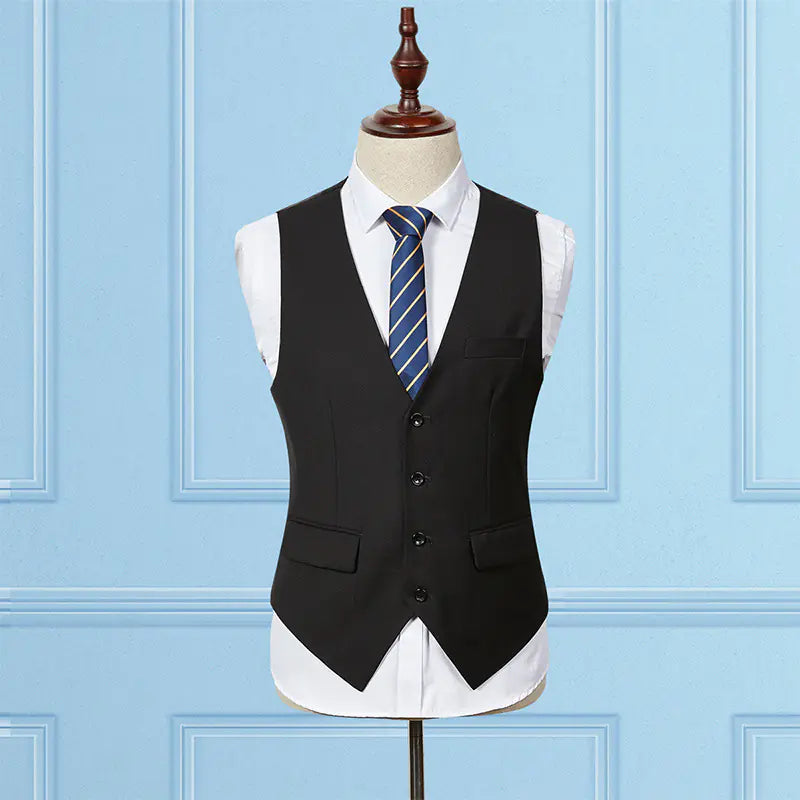 Men's Slim Fit Three-Piece Suit for Business and Weddings