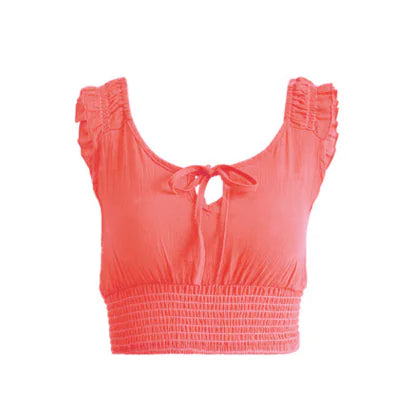 Ruffled Top with Butterfly Sleeves and Strapless Design