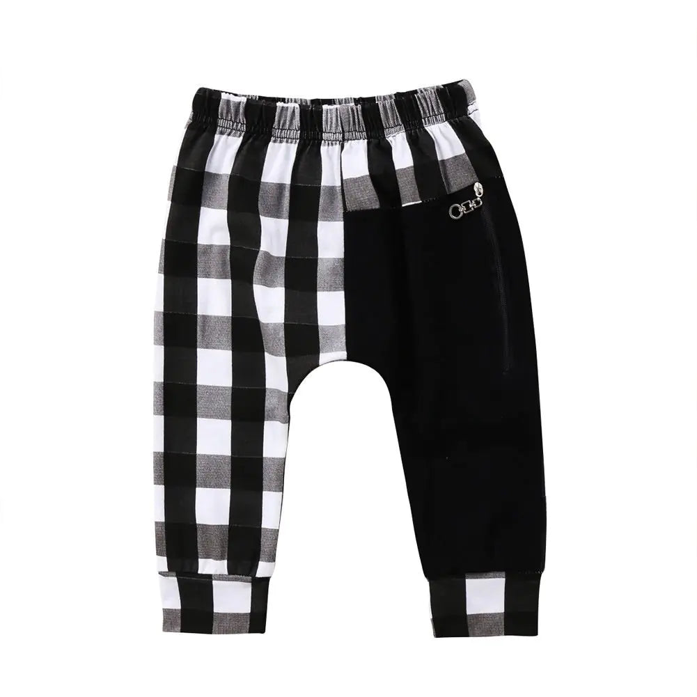 Pudcoco Boys' Casual Plaid Harem Pants (1Y-6Y)