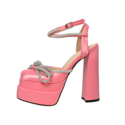 Rhinestone Banquet Ladies Satin High Heels