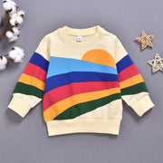 Rainbow Print Long Sleeve Round Neck Kids Clothing