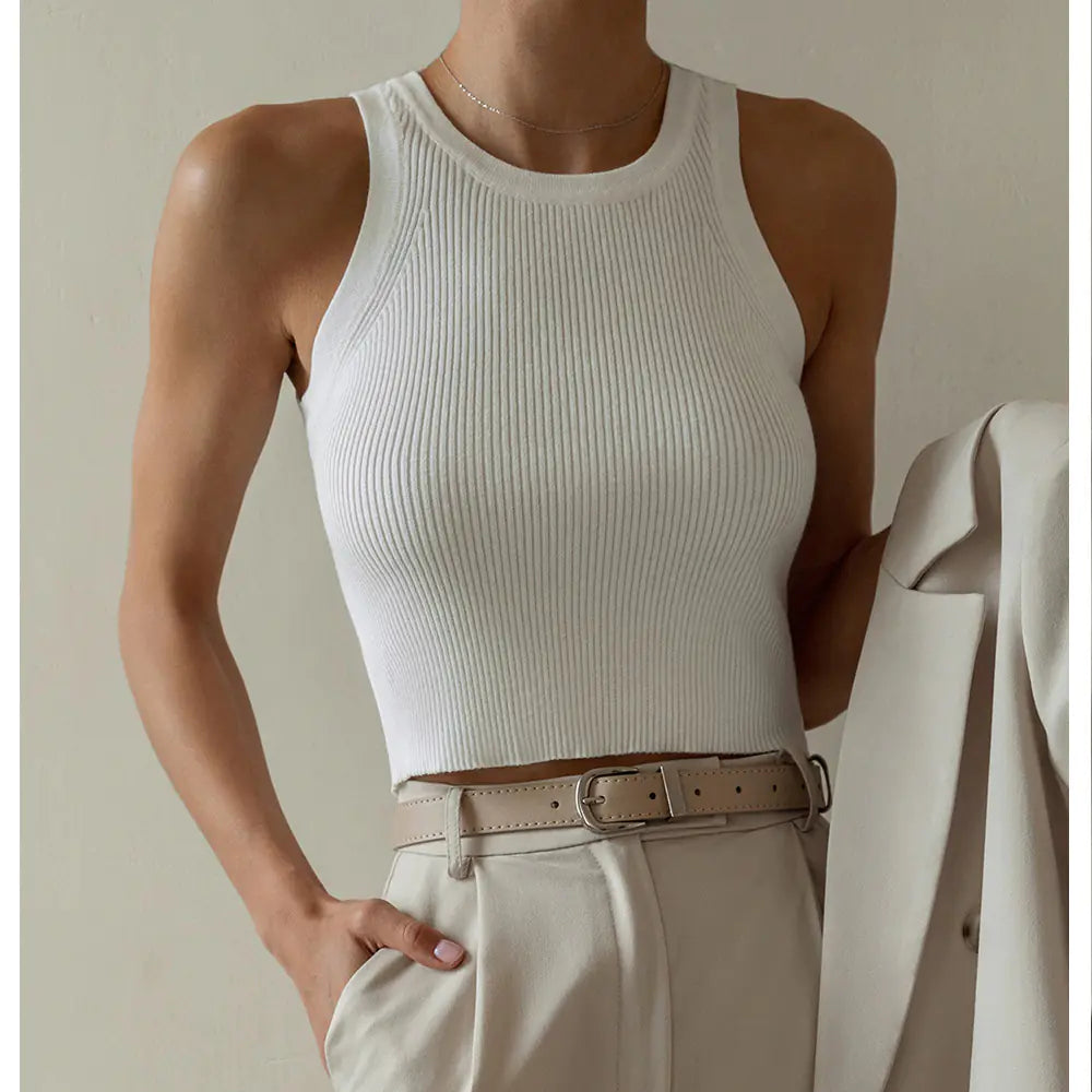 Women’s Knitted Vest - Summer 2023 Solid Color Top