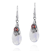 White Moonstone Drop Earrings with Pear Shape Design