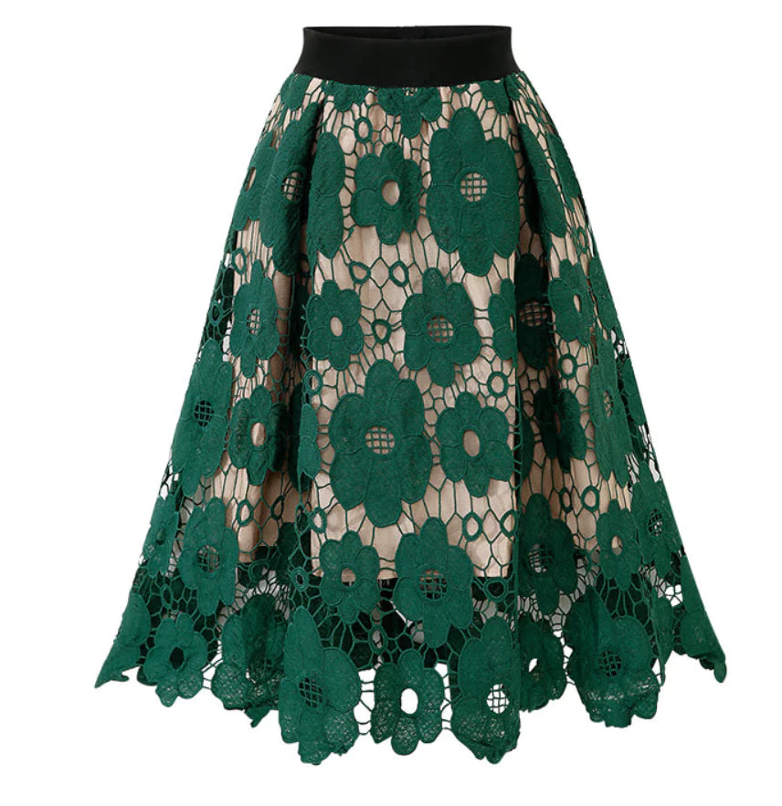 European Style Lace Midi Skirt